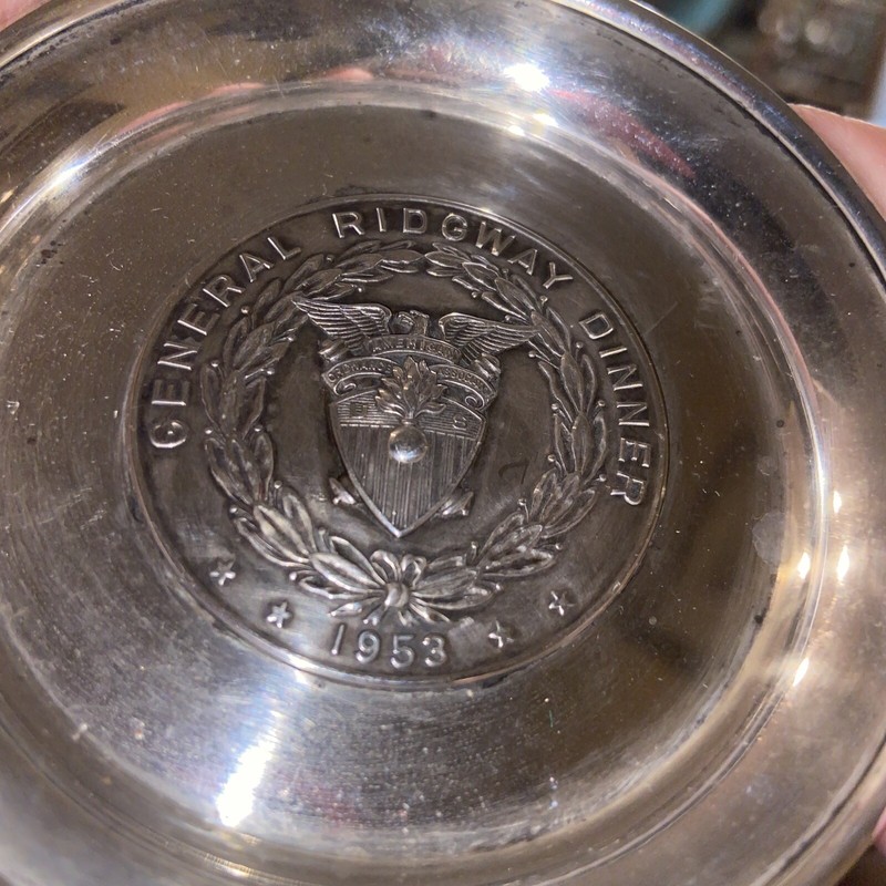GENERAL MATTHEW RIDGEWAY DINNER”WORLD WAR II HERO”STERLING 1953 SOUVENIR PLATE gallery