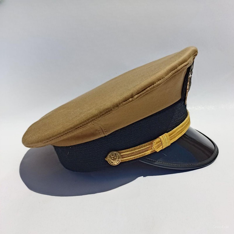 US Navy Officer Visor Cap, US Navy Commander's Hat with Cotton Khaki cover Repro gallery