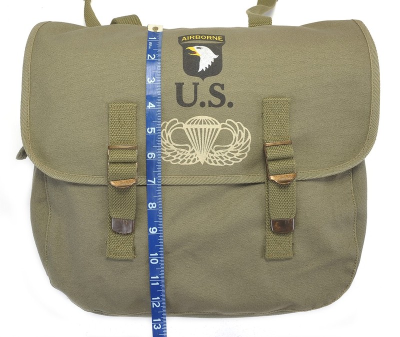US WW2 101st Airborne Musette Bag with Shoulder strap OD marked JT&L 1944 gallery