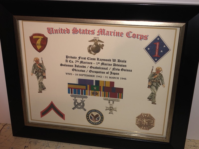 U.S.M.C. - PRIVATE FIRST CLASS E-2 / VETERAN RIBBON RACK PRINT W/AWARDS