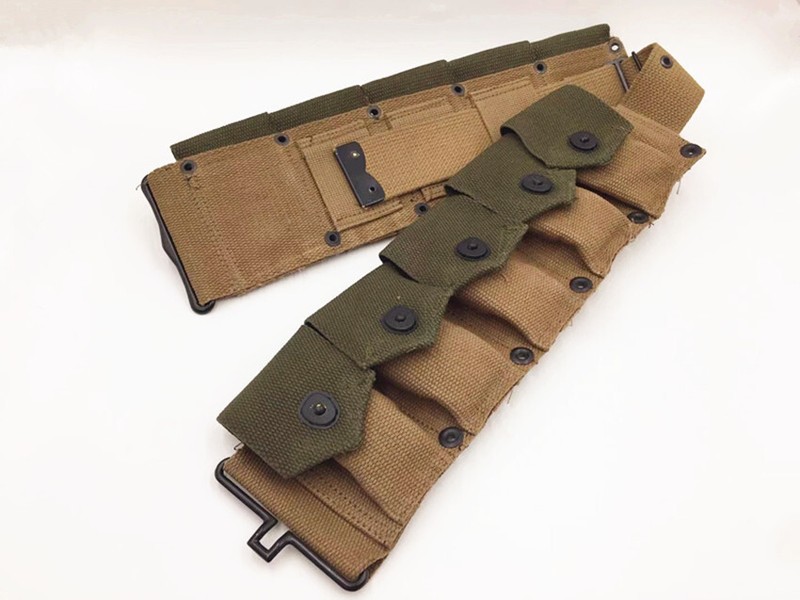 WWII US ARMY M-1923 CARTRIDGE SOLDIER Outdoor Military EQUIPMENT 10 POUCH BELT gallery