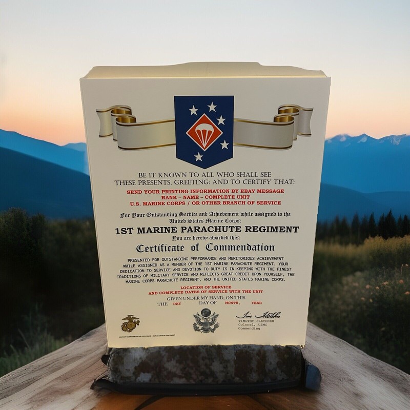 U.S. MARINE CORPS / 1ST MARINE PARACHUTE REGIMENT – CERTIFICATE OF COMMENDATION