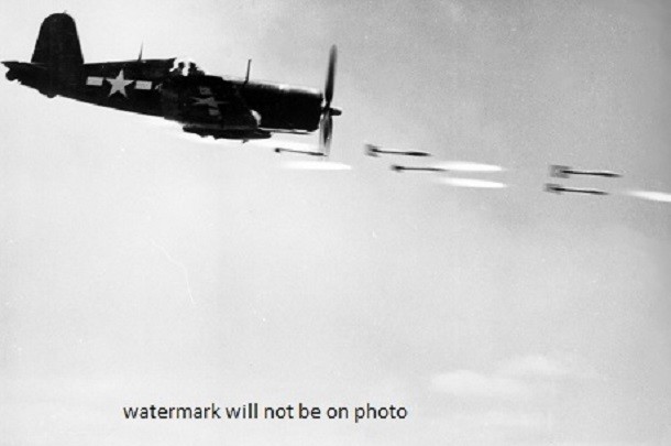U.S. Marine Corps Vought F4U-1 Corsair fires rocket 13×19 World War II Photo 41