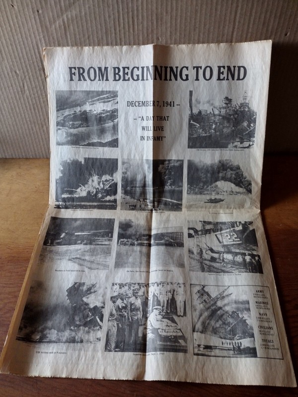 Honolulu Star-Bulletin 12/07/1941 Copy Pearl Harbour Tourist Center 3 Front Page gallery