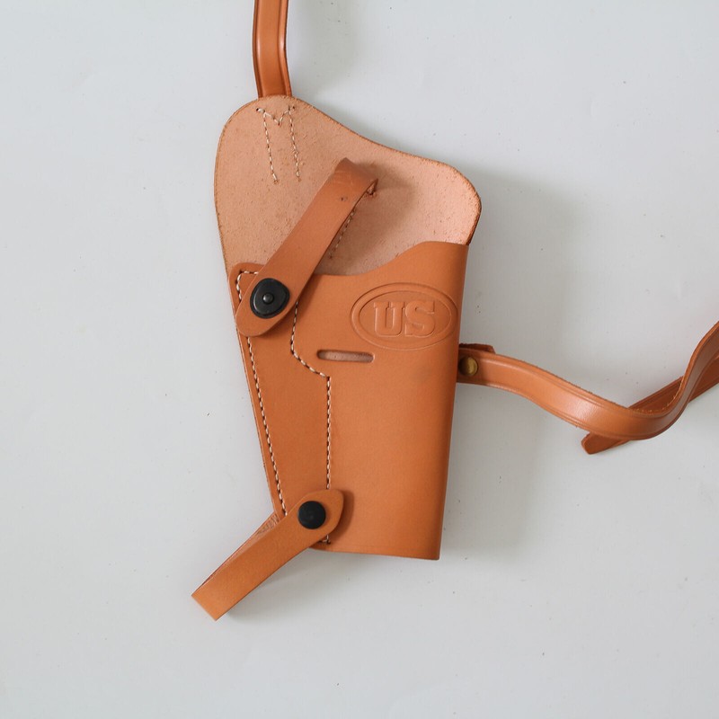 US WW2 M3 COLT 1911 .45 TANKER BROWN LEATHER SHOULDER POUCH CASE gallery