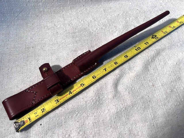 M1941 Johnson NOS bayonet leather scabbard, Stitched,copper rivets, 1980's,NOS