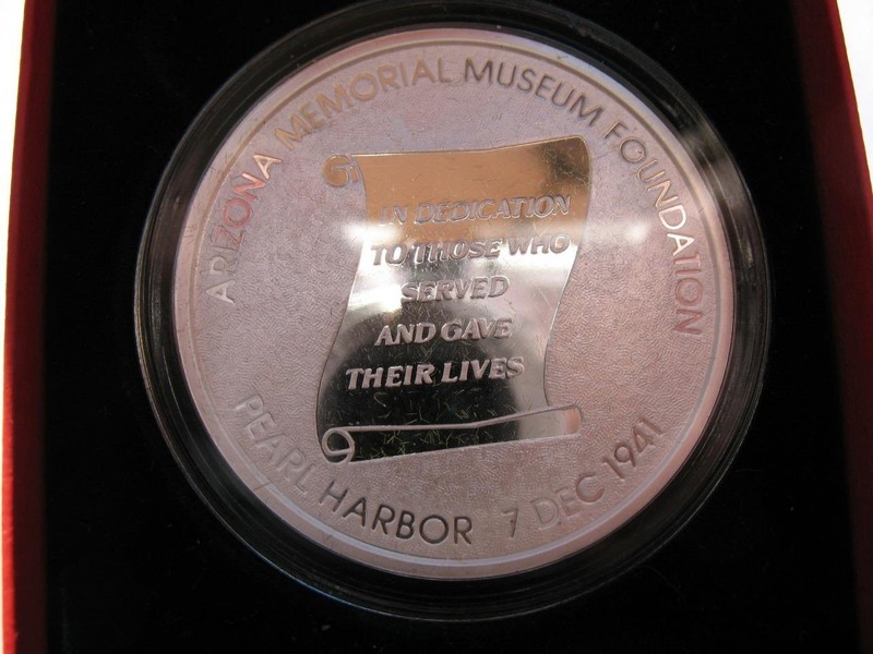 1+.OZ.999 USS WARD WAR SHIP SILVER COIN WWII DEC 7 1941 PEARL HARBOR + GOLD gallery