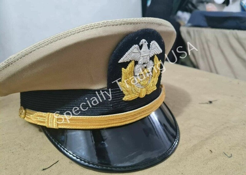USA NAVY CAP with BULLION BADGE REPLICA WWII US Military Visor Hat gallery