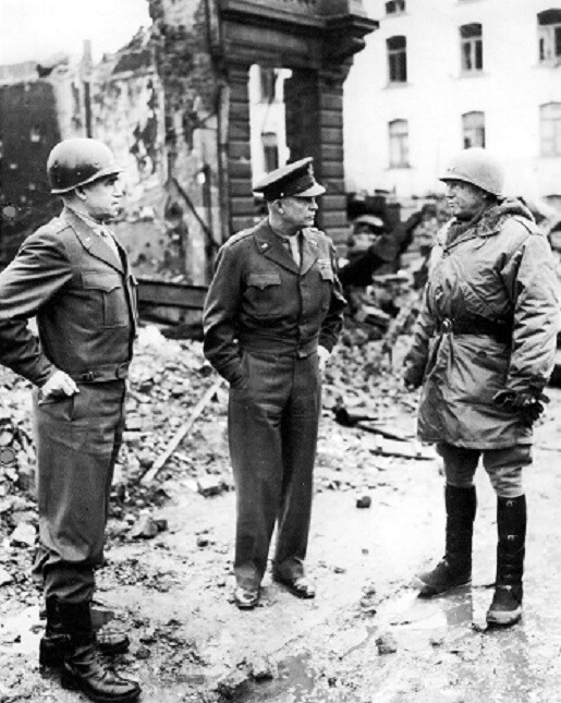Military Leaders Bradley, Eisenhower, and Patton in Europe 8x10 WWII Photo 600a