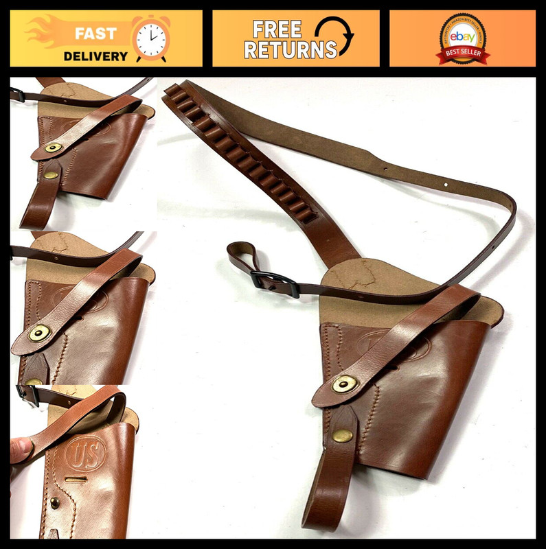 WWII .38 Pistol M3 Victory Revolver Shoulder Holster, Brown Tanker, Fits K Frame