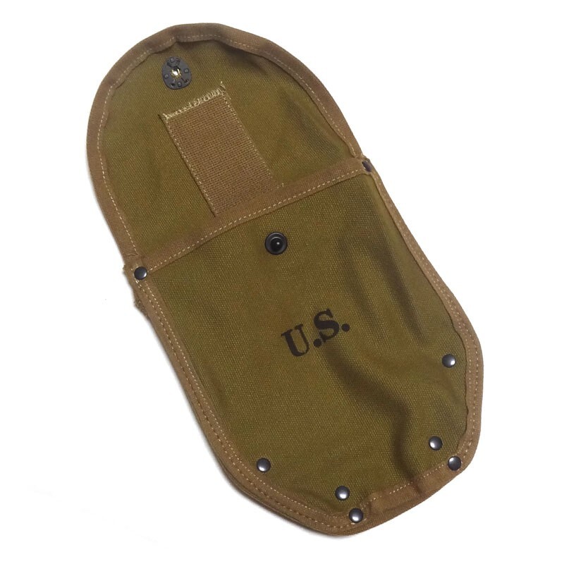WW2 US M1945 Folding Spade Shovel With Khaki Shovel Cover gallery