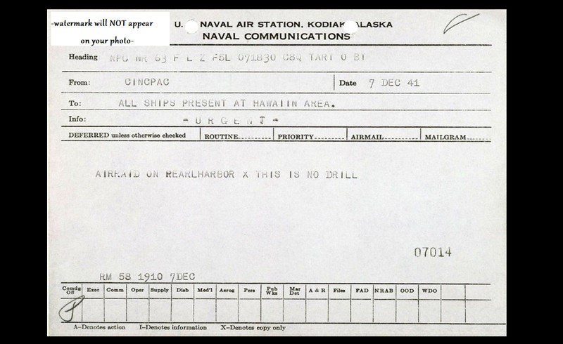 Pearl Harbor Attack Radiogram Message PHOTO Air Raid NO DRILL! gallery