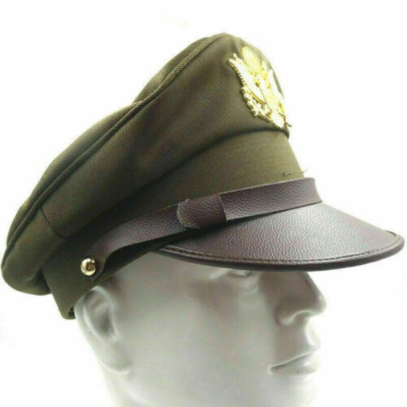US Army Air Corps Force Military Hat Officer Wide Brim Eagle Badge Hat Cap-M gallery