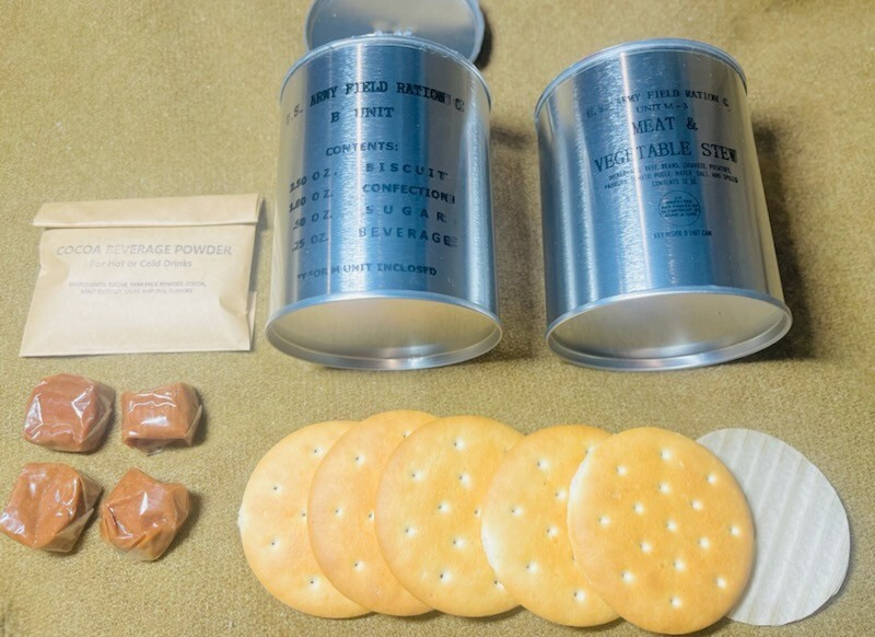EARLY WAR WWII FULLY EDIBLE M-3 AND COCOA POWDER B UNIT AND M UNIT REPRRODUCTION