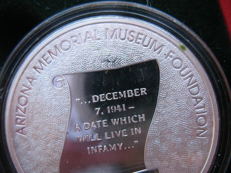 1+.OZ.999 SILVER COIN WWII DEC 7 1941 PEARL HARBOR HICKAM FIELD + GOLD gallery