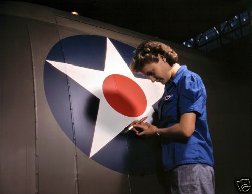 WW2 Color Photo USAAC Insignia Painting WWII World War Two Home Front