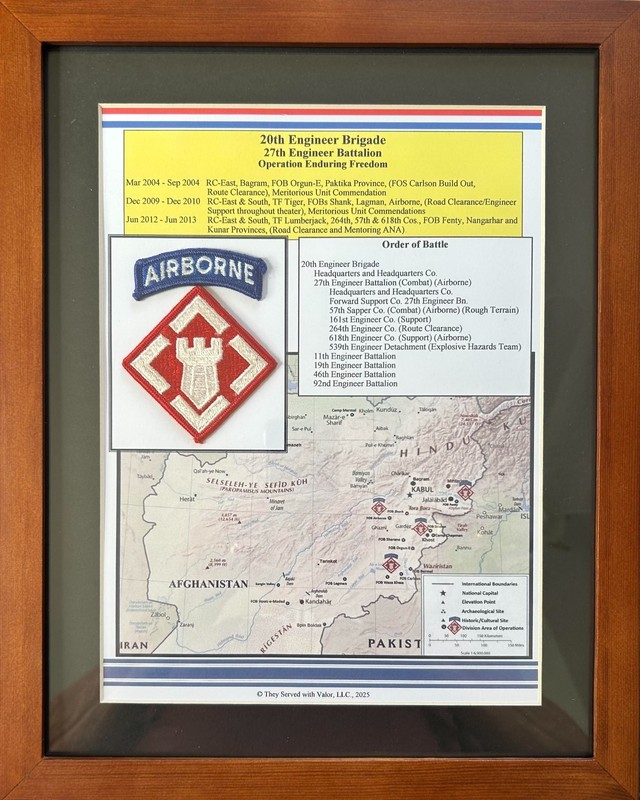 20th Engineer Brigade, 27th Engr Battalion Operation Enduring Freedom 11″ x 14″