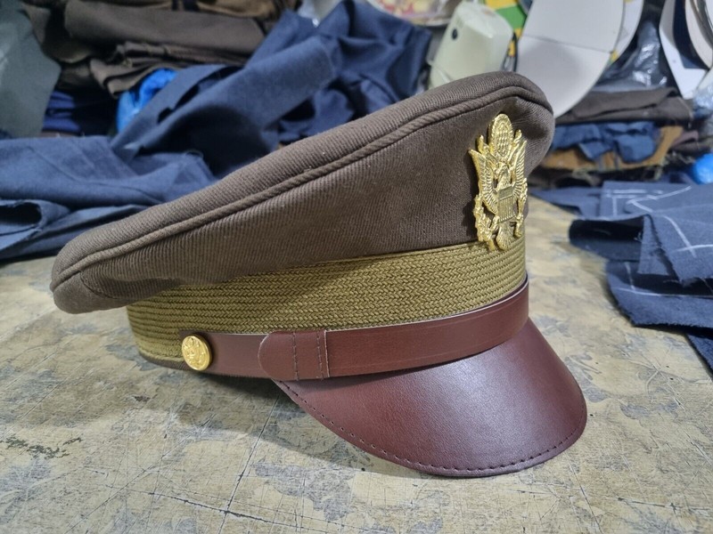 USA Military Cap U.S. Officer Visor Crusher Cap Winter (OD Green)- All Size gallery
