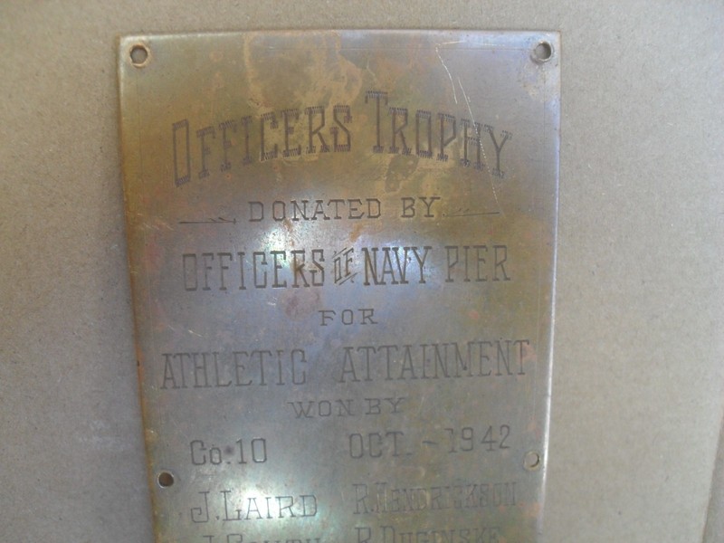 1942 World War II Navy Pier Officer's Trophy Copper Plaque - Athletic Attainment gallery
