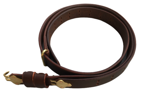 WW2 M1 Garand 1907 Oil Pull-Up Drum Dyed Copper Leather Sling-DARK BROWN gallery