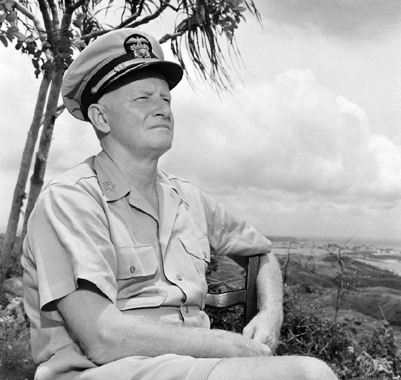 WWII Photo US Navy Admiral Chester Nimitz Guam WW2 B&W World War Two USN / 1346
