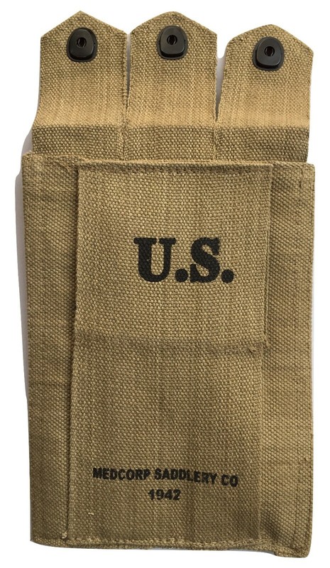 U.S. Army GI Repro Canvas Triple Cell 3 Pocket 30 Round Belt Pouch Holster-Khaki gallery