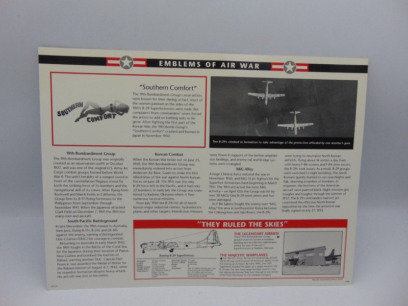 Willabee & Ward Emblems Of Air War WWII Patch 19th Bombardment Southern Comfort gallery
