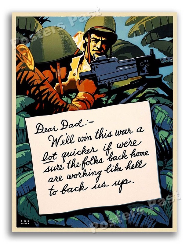 1940s “Dear Dad -” WWII Historic Propaganda War Poster – 24×32