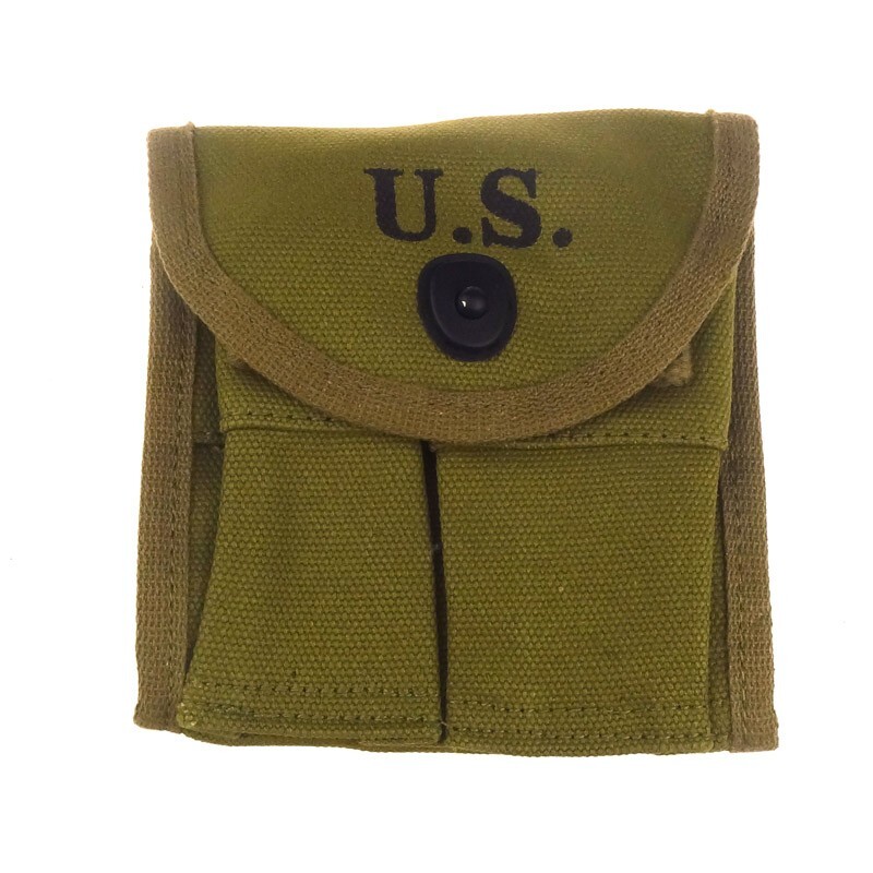 WWII WW2 US M1 Carbine Ammo Pouch Magazine Bag 2 Cells Buttstock Khaki