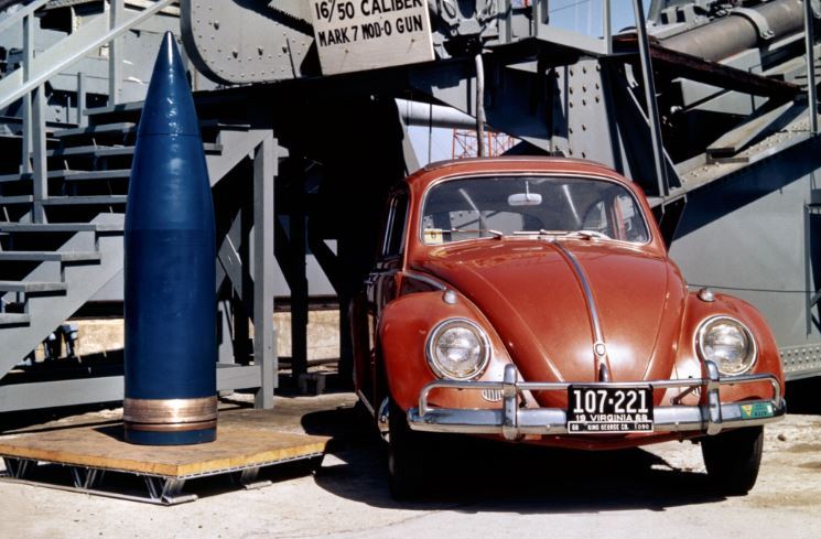 8x10 Print Battleship 16 Inch Shell Besides Volkswagen #5502055