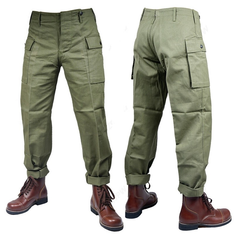 WW2 MILITARY ARMY GREEN HBT FIELD PANTS TROUSERS(NO SHOES).