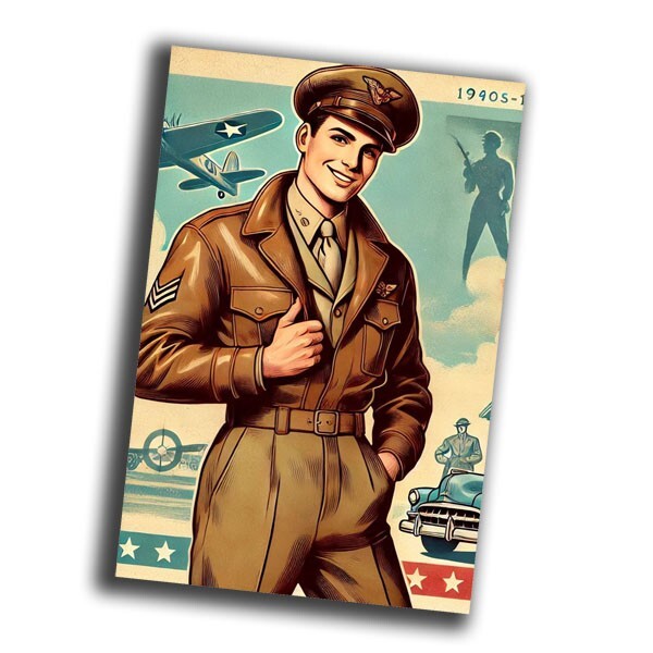 aircraft nice vintage retro military man pilot WW2 Photo Glossy 4*6 in F55