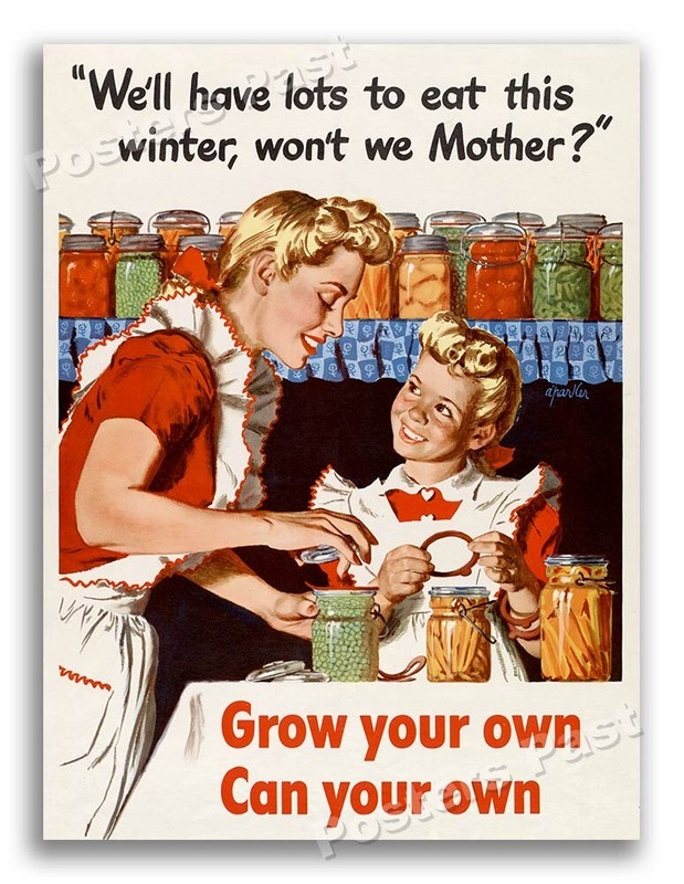 “Grow your own - Can your own” 1943 Vintage Style World War 2 Poster - 18x24