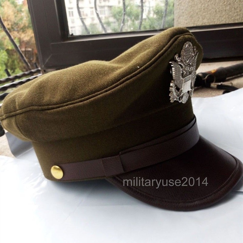 US ARMY AIR CORPS FORCE MILITARY HAT OFFICER WIDE BRIM EAGLE BADGE HAT CAP L gallery