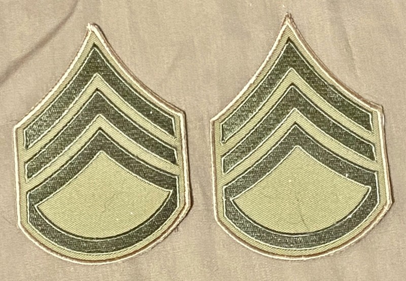 US Army WWII Summer Staff Sergeant Chevrons, New Reproduction, 1 Pair