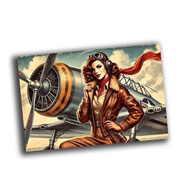 aircraft pilot nice vintage woman retro WW2 Photo Glossy 4*6 in B64