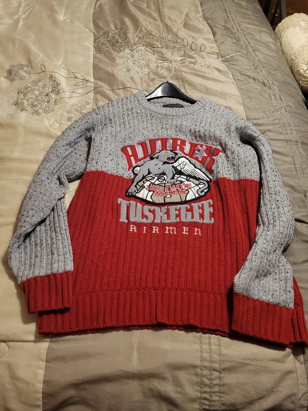 US Army AAC 100th Fighter Squadron Tuskegee Airmen Knit AVIREX XL 46-48 Sweater gallery