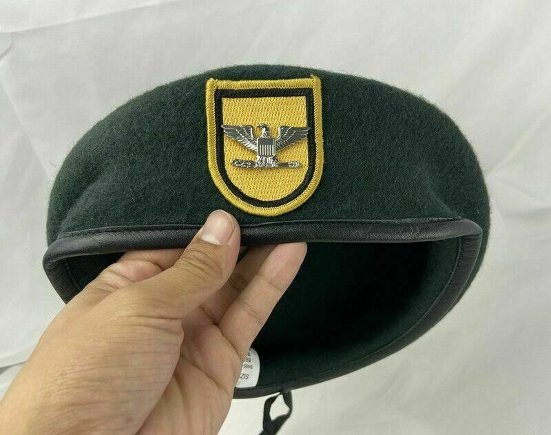 7-1/2 US ARMY 1TH SPECIAL FORCES GROUP BLACKISH GREEN COLONEL WOOL BERET CAP