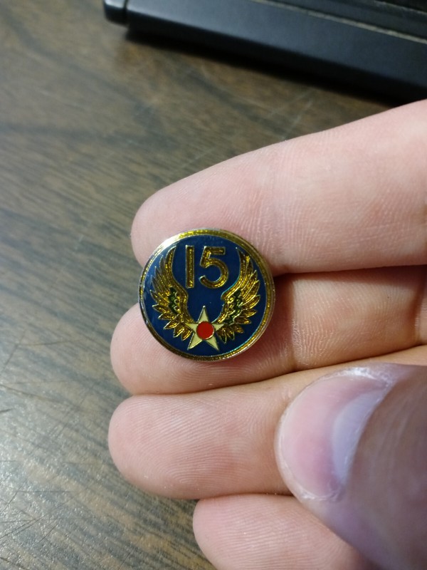 USAAF 15th Air Corps Pin/DUI/Insignia Clutch Back Small - WW2 Reproduction
