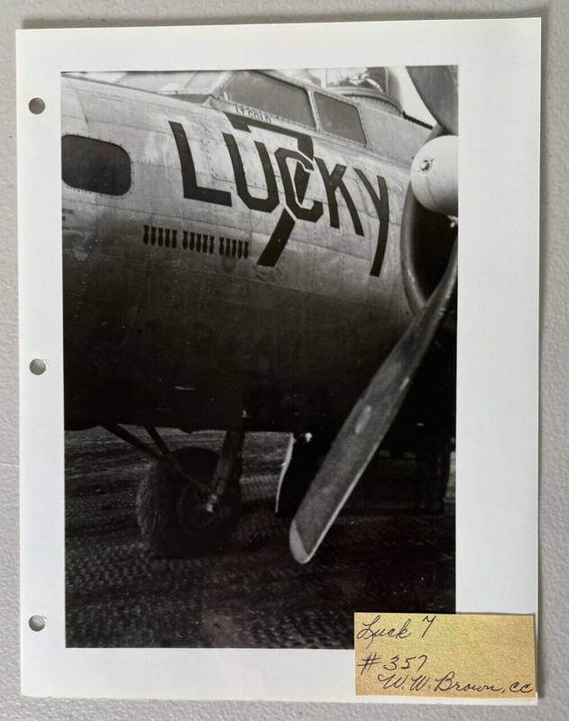 WWII B&W 8x10 Glossy Reprint B-17 Fighter Plane Lucky 7 #357  W.W. Brown CC
