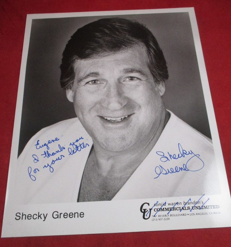 AUTHOR SIGNED / AUTOGRAPH INDEX CARD: COMEDIAN SHECKY GREENE, SPLASH, COMBAT!
