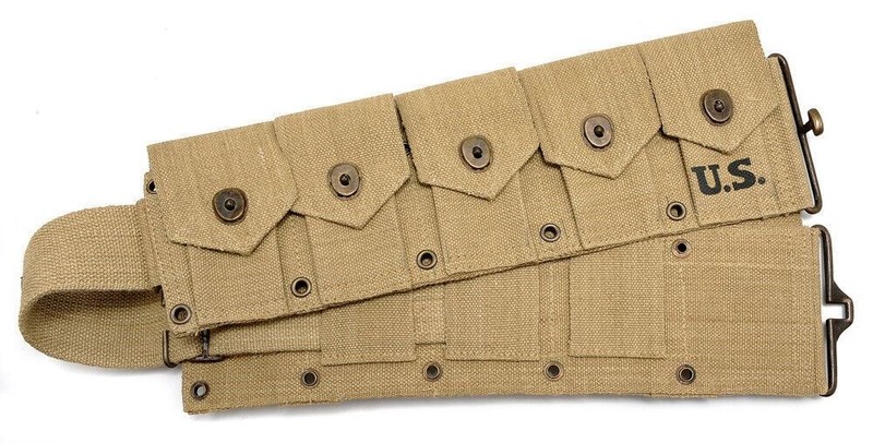WW2 US M1 Garand M1923 Cartridge Belt Khaki Dated 1942 will fit up to 49" waist gallery
