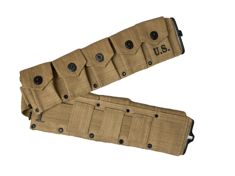 U.S. Army WWII Springfield M1 Garand 10 Pocket Canvas Ammunition Belt KhakiBeige gallery
