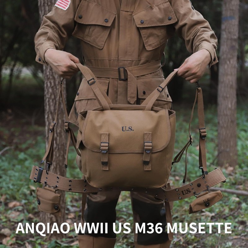 US WW2 M36 Musette Field Bag 100% Cotton Canvas