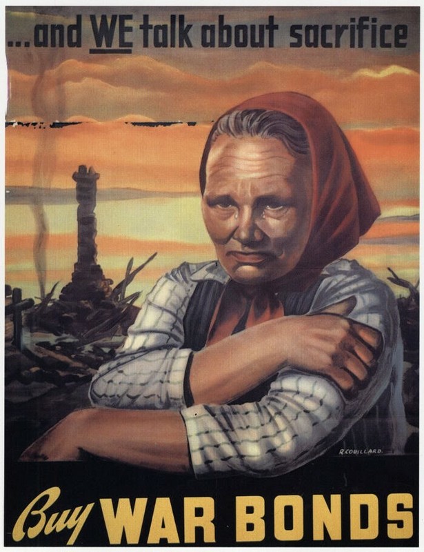 Buy War Bonds European Refugee Amid Rubble WWII Mini Poster 1991 Illustration