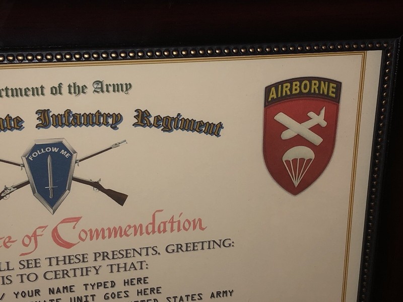 541ST PARACHUTE INFANTRY REGIMENT / COMMEMORATIVE - CERTIFICATE OF COMMENDATION gallery