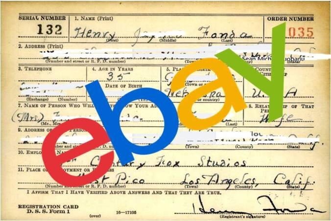 HENRY FONDA WW2 Draft Registration Card WORLD WAR II Grapes of Wrath Golden Pond