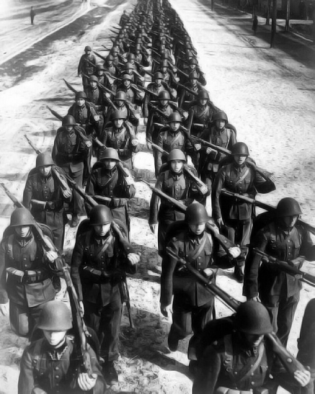 Polish Infantry marching in 1939, WWII Poland Soldiers, 8×10 Photo 228a