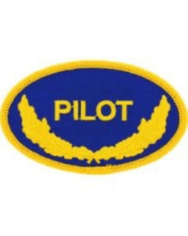 "Pilot" 3 1/2" X 2 1/4" Iron or Sew-On Embroidered Oval Shoulder Patch PAT-0133
