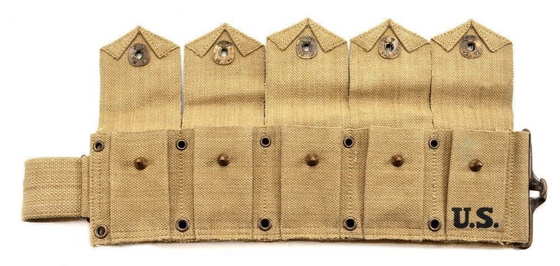 WW2 US M1 Garand M1923 Cartridge Belt Khaki Dated 1942 will fit up to 49" waist gallery